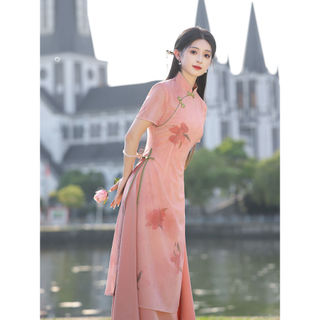 Váy dài sườn xám đa năng, phong cách mới mùa hè, thiết kế trẻ trung cải tiến, phù hợp với các cô gái trẻ