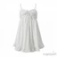 Đầm Camisole Maplepoet Nữ Mùa Hè - In Màu Trắng Không Tay, Chi Tiết Ruffles và Thắt Lưng