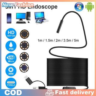 3 trong 1 USB Type-C nội soi kiểm tra borescope 5.5/7/8 mét ống kính HD máy ảnh IP68