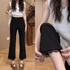 Quần Nữ Mắt Cá Chân Thẳng Ren Micro Mỏng, Phù Hợp Mùa Hè