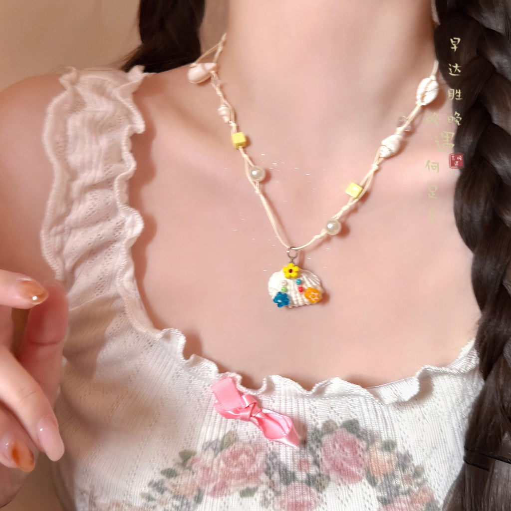 Vòng cổ đính cườm vỏ phong cách nghỉ mát - Phụ kiện thời trang cho nữ