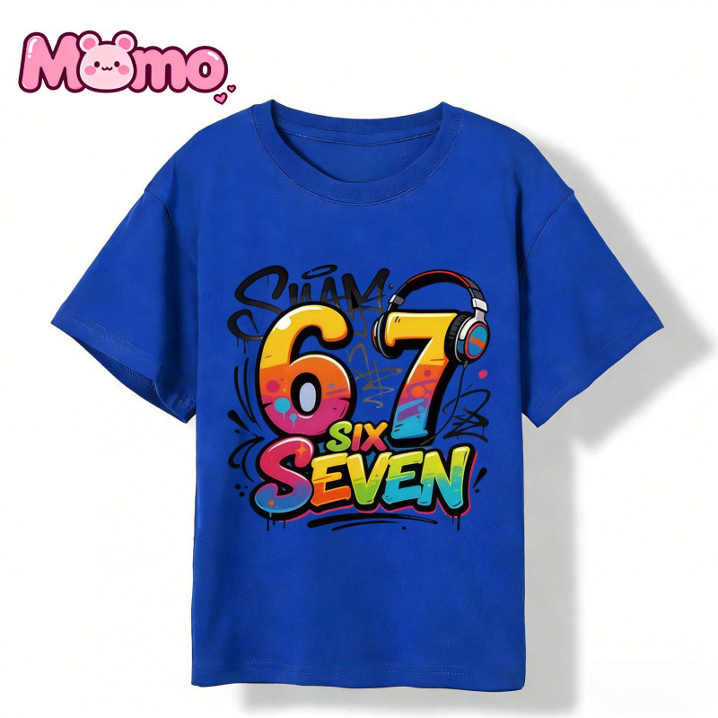 2026 Mẫu Mới SIX SEVEN 67 In Hình Dễ Thương Cổ Tròn Tay Ngắn Trẻ Em Cho Bé Trai Và Bé Gái