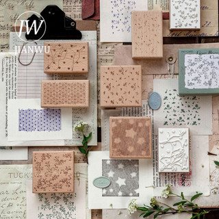 JIANWU The Silent Poems Series Vintage Họa Tiết Hoa Phong Cảnh Chất Liệu Cắt Dán Tem Gỗ Sáng Tạo DIY Tạp Chí Văn Phòng Phẩm