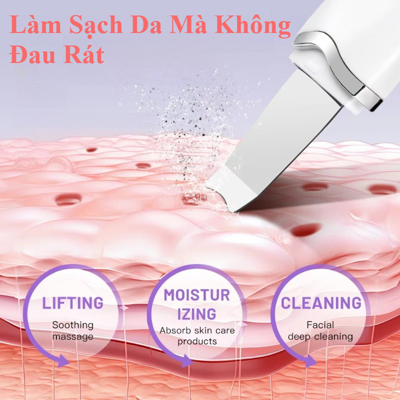 Máy Sủi Da Chết Siêu âm – Công Nghệ Ultrasonic, Loại Bỏ Mụn đầu đen Và Tế Bào Chết, Làm Sạch Sâu Mà Không Gây đau Rát