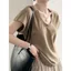 Áo thun cổ chữ U retro dành cho nữ - Thời trang mát mẻ mùa hè