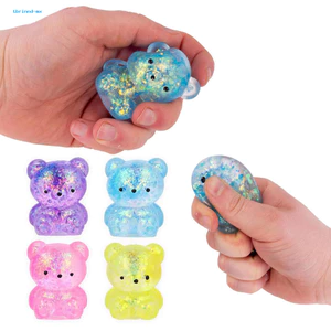 Đồ chơi bóp gấu lấp lánh Mini tbrinnd - Bóng giải nén mềm Fidget giảm căng thẳng trong suốt cho trẻ em Người lớn Đồ chơi mực chống lo âu dễ thương để thư giãn và tập trung