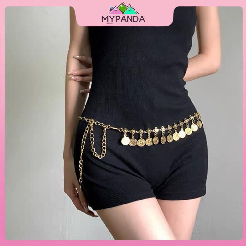 MYPANDA Thắt lưng khiêu vũ chất lượng cao phong cách dân tộc, bụng điều chỉnh dây vàng - Phụ kiện thời trang