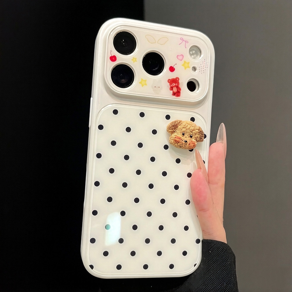 Ốp Điện Thoại Acrylic 3D Dog Dot Dâu Mèo Cho iPhone 17 Pro Max 16 15 14 13 Vỏ Bảo Vệ Chống Sốc