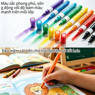 Bút acrylic đầu mềm 60 màu cọ vẽ dễ giặt độ che phủ cao phù hợp học sinh hộp tiện lợi dễ mang