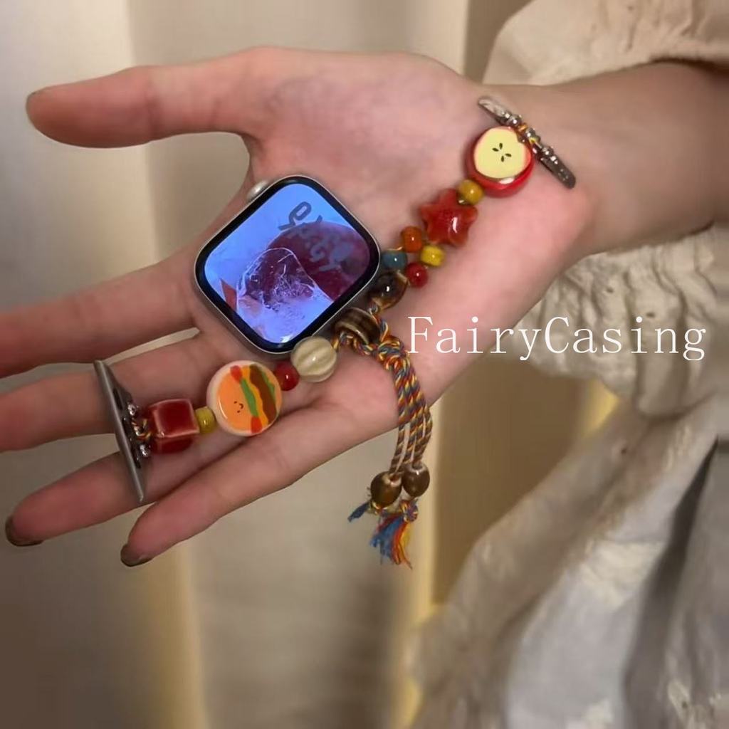 Dệt Hạt Gốm Dây Đeo Cho Apple Watch Series 11 10 9 8 7 6 5 40 41 38 42 44 45 46mm Vòng Tay Cho iWatch 10 9 8 7 6