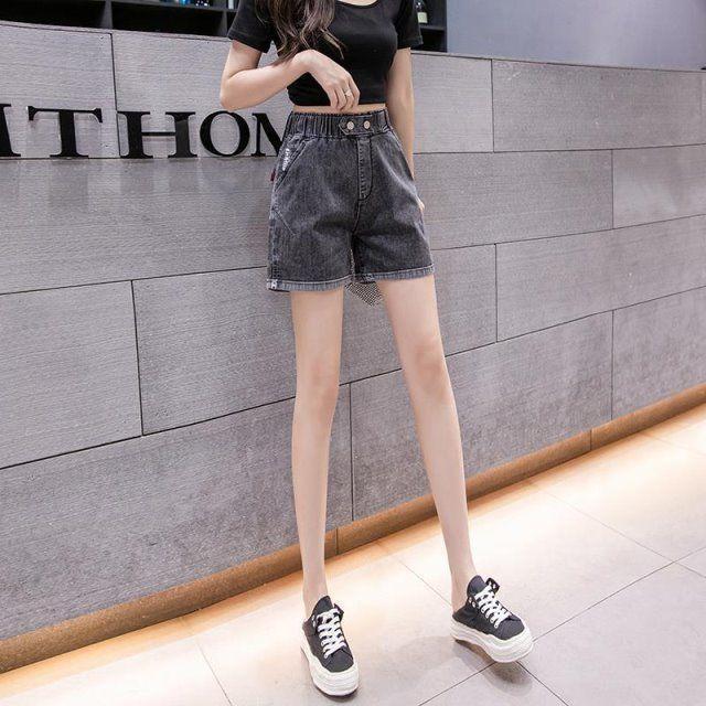 Thời Trang Nữ Thắt Lưng Co Giãn Quần Short Denim Ống Rộng Mùa Hè 2026 Cao Cấp Rời Ôm Hơn Nhìn Chữ a Co Giãn Quần Short Denim
