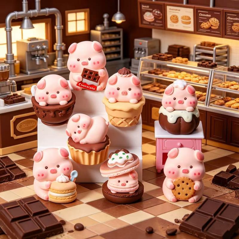 PikoPig Chocolate Món Tráng Miệng Series Mini Nhựa Hình - 4cm Dễ Thương Kawaii Pig Sưu Tập Trang Trí Bàn Làm Việc Quà Tặng