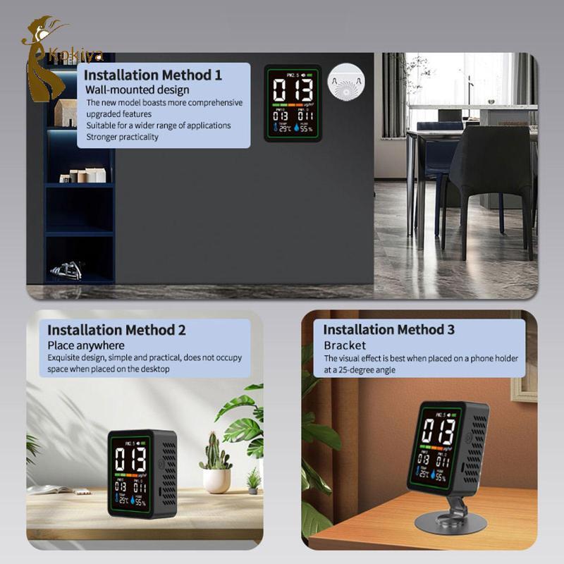 PM2.5 PM10 PM1.0 mét 5 trong 1 Máy kiểm tra chất lượng không khí cầm tay Đèn nền Màn hình LCD Máy dò độ ẩm nhiệt độ cho ô tô văn phòng