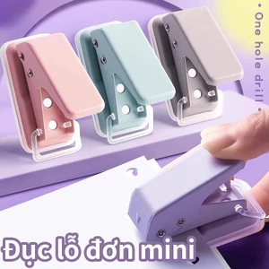 Dập lỗ mini màu macaroon, dùng để đục lỗ giấy sổ bìa rời, phụ kiện văn phòng dụng cụ thủ công