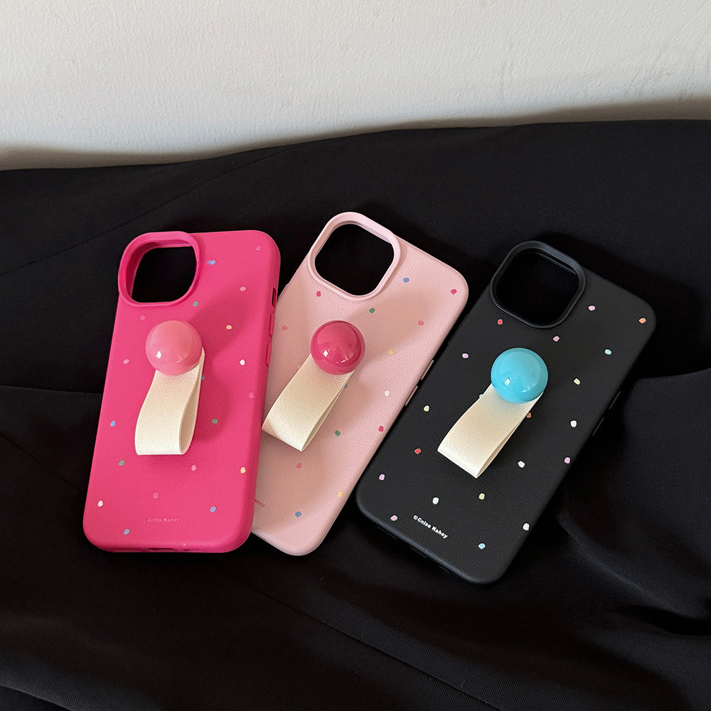 Ốp Điện Thoại Bóng Nhỏ Chấm Bi Nhỏ Phong Cách Hàn Quốc Thích Hợp Cho iPhone17ProMax Ốp Điện Thoại Playful Dễ Thương Thích Hợp Cho iPhone16pro Bao Gồm Tất Cả 15 Phong Cách Mới 14 Mềm 13 Da Giả 12 Vỏ Bảo Vệ Chống Sốc
