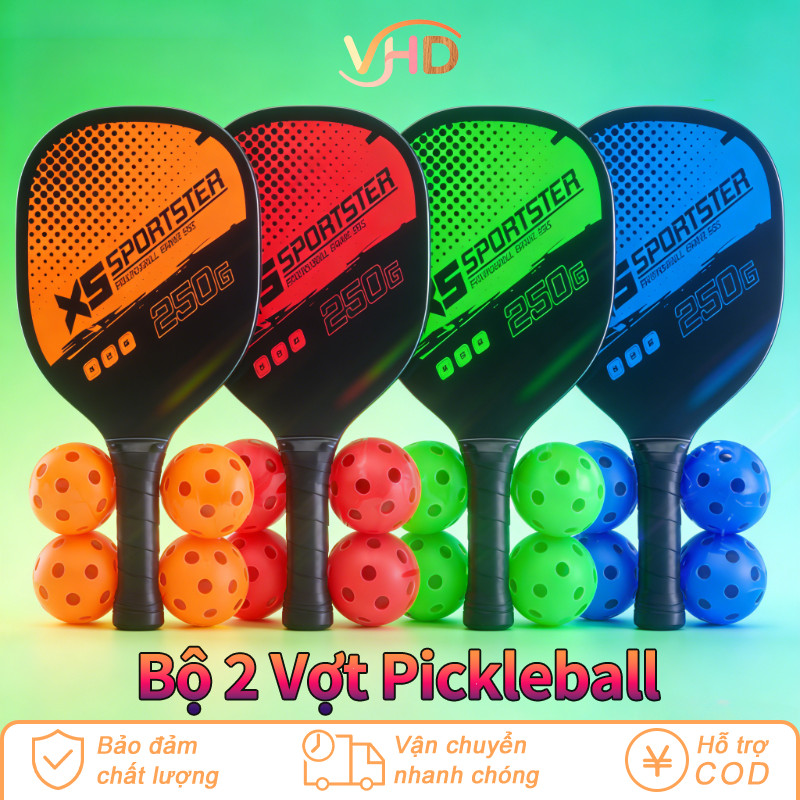 Bộ 2 Vợt Pickleball Cao Cấp - Kèm Túi Đựng & 4 Bóng Siêu Nhẹ, Thiết Kế Chống Trượt, Unisex