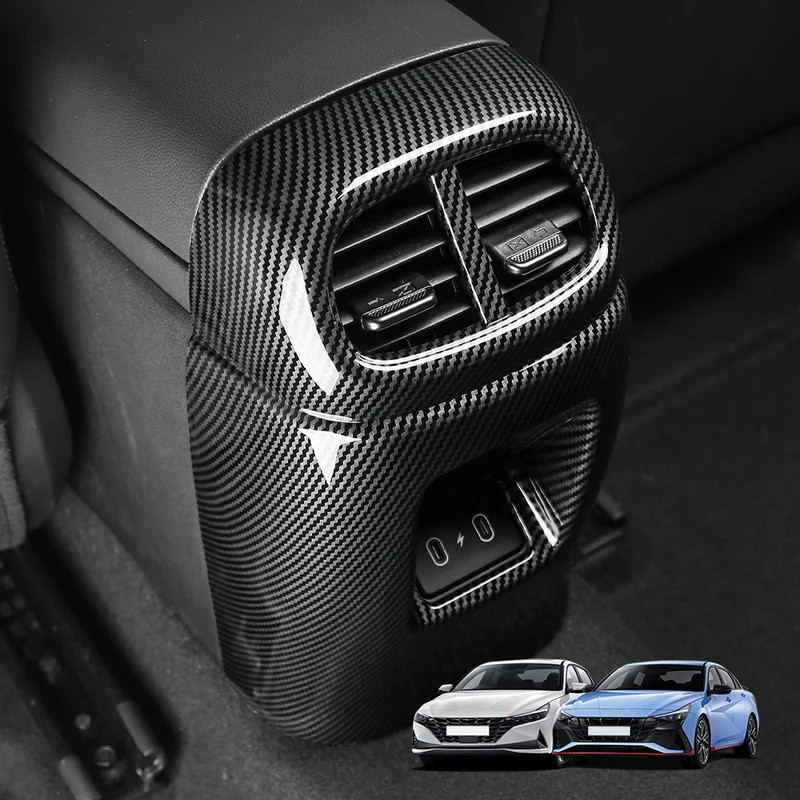 Dành Cho Xe Hyundai Elantra CN7 N Line / CN7 Phụ Kiện Xe Hơi Nội Thất Sợi Carbon ABS Ghế Sau AC Lỗ Thông Hơi Khung Cửa Thoát Khí Bao Viền