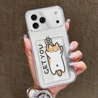 Ốp Khe Cắm Thẻ Trong Suốt Cho Redmi Note 14 13 12 11 Pro + 5G Note 7 8 Pro Ốp Điện Thoại Vỏ Bảo Vệ Mèo Và Chó Màu Vàng Dễ Thương Cho Redmi Note 9s 10s 11s 9 10 Pro Max