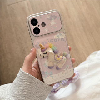 Ốp điện thoại chất liệu TPU + PU họa tiết kỳ lân cho iPhone 17 Pro max 16 Pro Unicorn