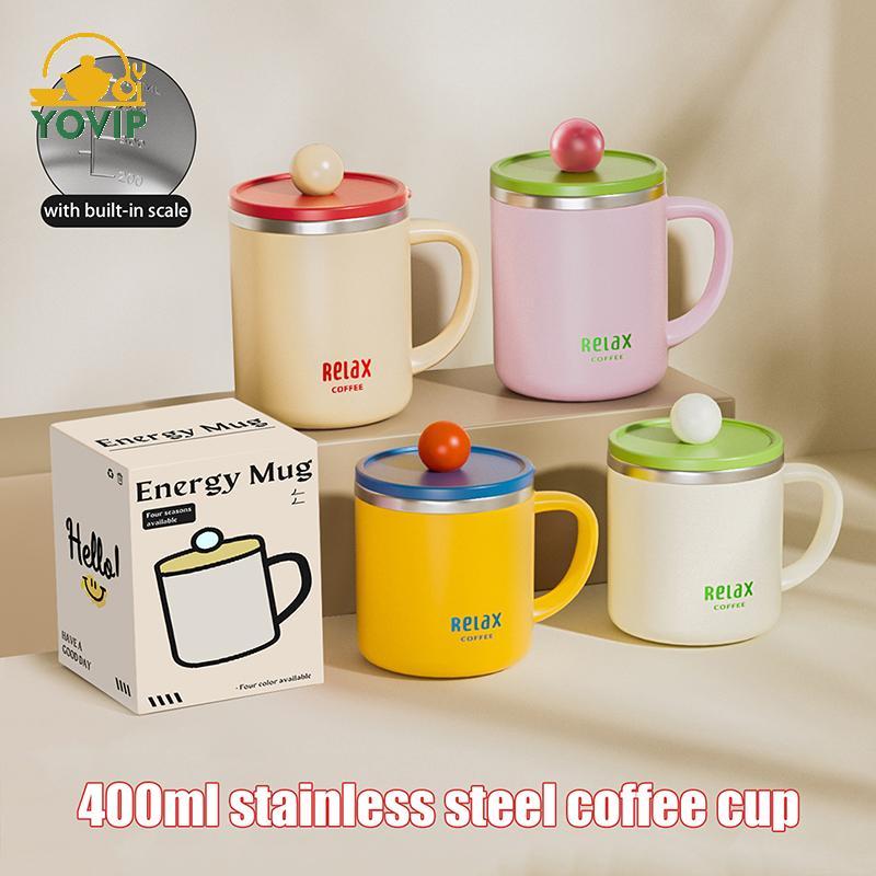 YOVIP 400ML cốc giữ nhiệt inox 304 hai lớp cách nhiệt, kín, di động cho văn phòng, sữa, cà phê, sinh viên