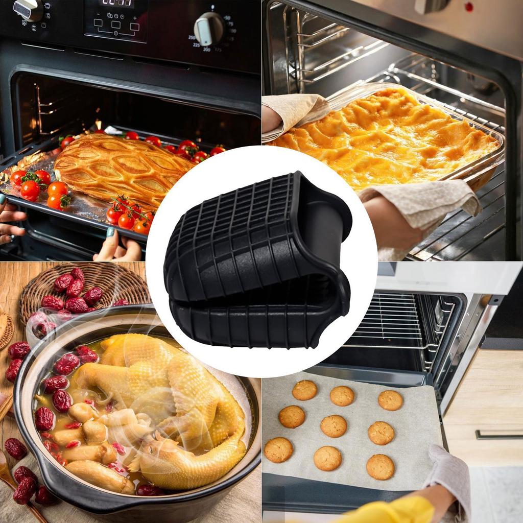 Silicone Oven Gloves Finger Gripper Mittens Non-Slip Cooking Baking Gloves Kitchen Pinch Covers for Adjusting greiwe2vn