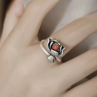 Phong Cách Dân Tộc Đau Khổ Có Thể Điều Chỉnh Vòng Tay Hoa Sen Nam Đỏ Hoa Nhẫn Nữ Chỉ Số Ngón Tay Trang Sức Thêm HYF0
