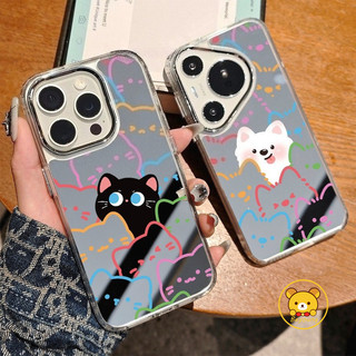 Ốp Điện Thoại Gương Chó Mèo Dễ Thương Cho iPhone 17 Pro Max Air 16E 16 Pro Max 15 14 Plus 13 12 Mini 11 Pro Max X XR XS Max 8 7 6 6s Plus SE2 SE3 Vỏ Hoạt Hình Chú Chó Con Vui Nhộn Nắp lưng