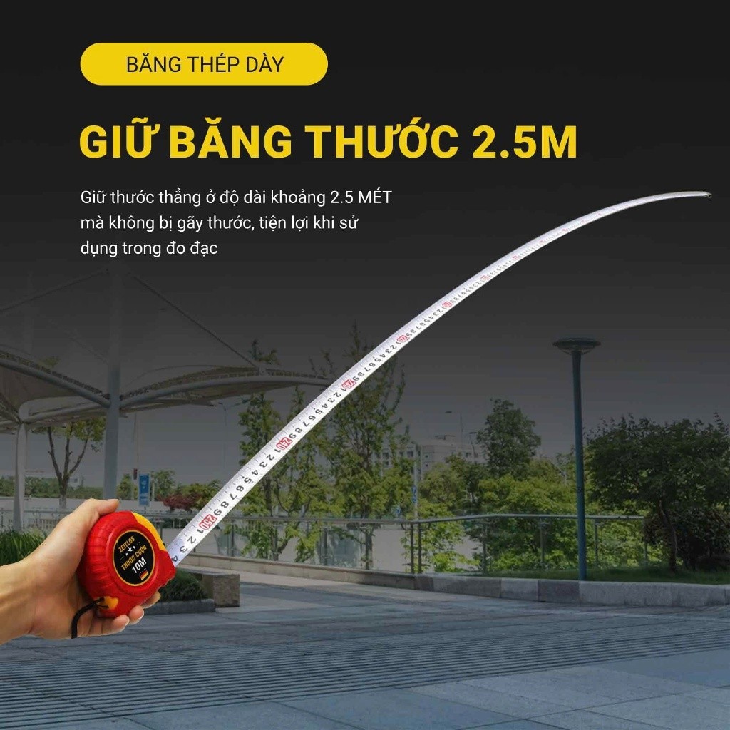 Thước cuộn, thước mét 5M-7.5M-10M Mỹ Linh loại một mặt có khóa, vỏ nhựa ABS chắc chắn, tiện lợi
