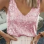 Pealike Nữ Không Tay Sparkles Shimmer Camisole Vest Lấp Lánh Sequins Tank Tops