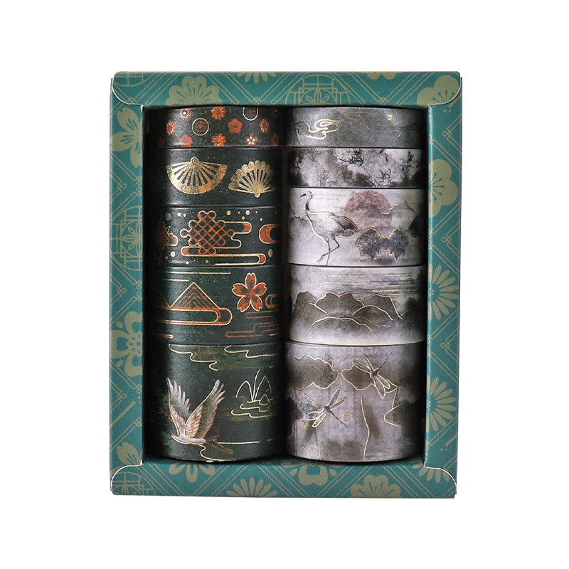 Yida Phong Cách Trung Quốc Series DIY Sổ Tay Washi Băng Mạ Vàng Thủ Công Trang Trí Cổ Mới Trung Quốc Sổ Tay Miếng Dán 32TZ
