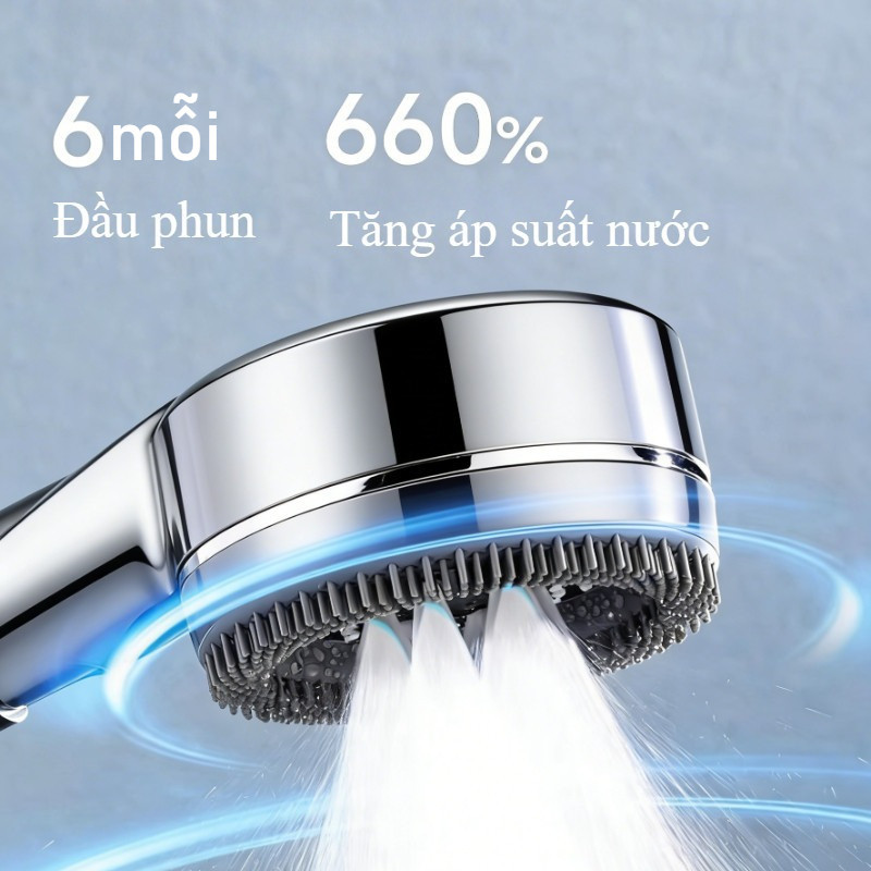 Vòi Sen Nóng Lạnh Tăng Áp 4 Chế Độ, Đầu Silicon Massage, Bộ Lọc Tạp Chất, Nhấn Nút Chuyển Đổi