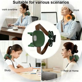 Máy mát xa cổ làm nóng LILYES, Máy mát xa cổ điện nén sưởi ấm, Máy mát xa đeo vai Bionic không dây cầm tay USB có thể sạc lại Văn phòng tại nhà