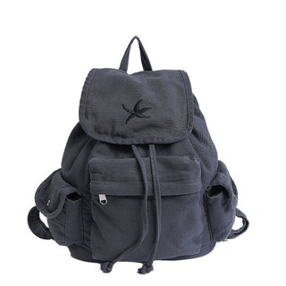 GC2 Hàn Quốc Giặt Và Cũ Denim Ba Lô Sao Biển Nhiều Túi Thường Ngày Dung Tích Lớn Học Sinh Túi CG2