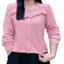 Áo thun dài tay mùa Xuân cổ ruffle mềm mại, thoải mái dành cho nữ