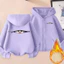 Trẻ Em Mèo Dễ Thương Màu Xám Hoạt Hình Zip Up Áo Lông Cừu Lót Áo Khoác Ấm Có Mũ Trùm Đầu Cho Mùa Mát