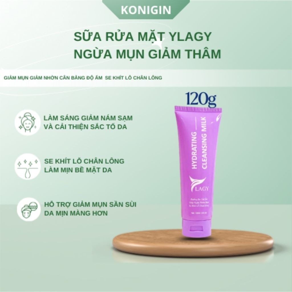 Sữa Rửa Mặt YLAGY Ngừa Mụn Giảm Thâm, Làm Sáng Da, Se Khít Lỗ Chân Lông Tuýp 120ml