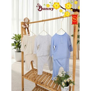 Bộ quần áo dài tay cổ trụ bé trai cao cấp Bunnybaby chất tăm Hàn mềm mịn size 3-24 tháng