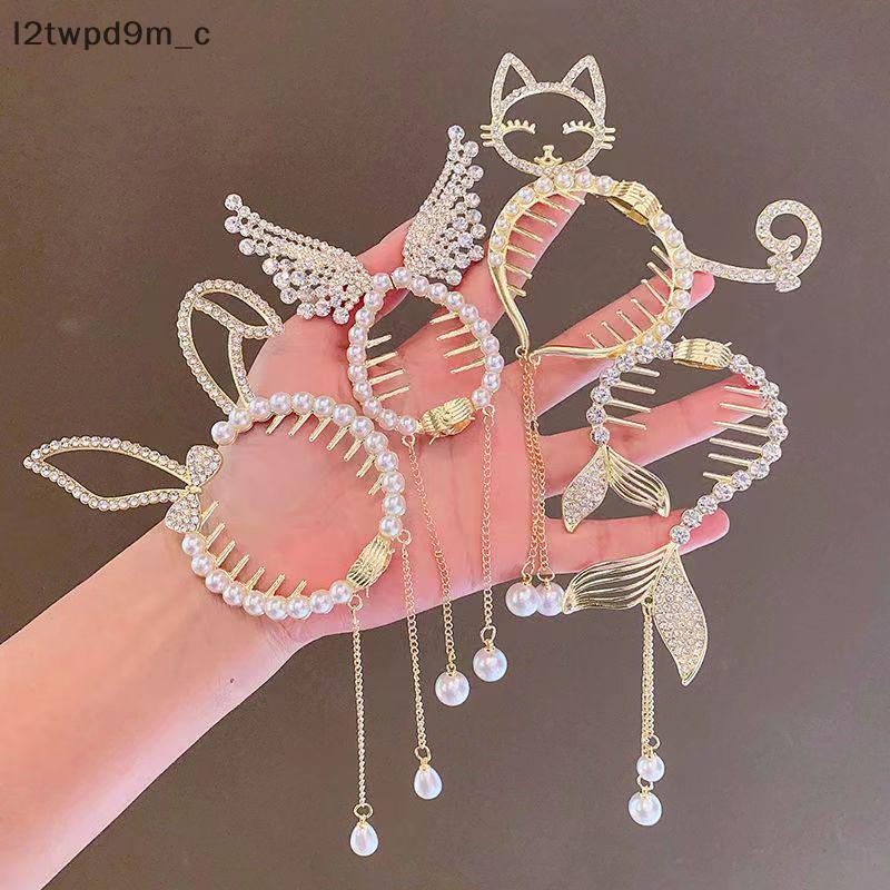 Kẹp tóc đuôi ngựa đính ngọc trai đính đá mới