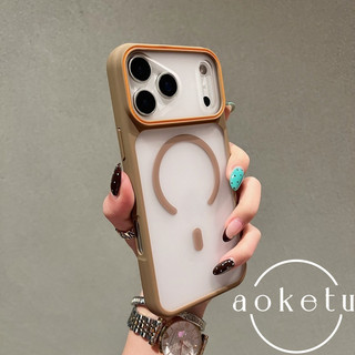 Ốp điện thoại từ tính mờ hình tròn tương phản cửa sổ lớn phù hợp cho iPhone 11 12 13 14 15 16 17 Pro max bán trong suốt bao gồm tất cả vỏ chống rơi