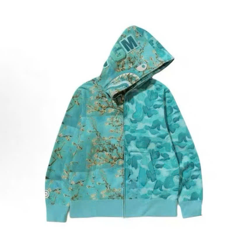 Áo Khoác Nỉ Mũ Pe Pe Xanh Hoa Anh Đào KCloset Áo Hoodie Chất Nỉ Dày Dặn Dáng Rộng Nam Nữ