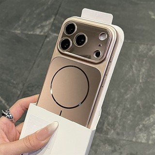 Ốp điện thoại di động hút từ tính cửa sổ lớn mạ cao cấp cho iPhone17 16 15 14 13 Pro Max bảo vệ camera chống sốc chống rơi mặt sau cứng