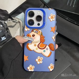 Tranh Sơn Dầu Pony Thích Hợp Cho 17Promax Vỏ Điện Thoại iPhone16 Vitality Case 15 Châu Âu Mỹ Phong Cách 14 13