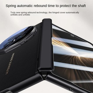 Dành Cho Huawei Honor Magic V5 Ốp điện thoại Da PU Sang Trọng Ống Kính Đứng Bảo Vệ Mặt Sau Cho Magic V5 Bao Gồm Tất Cả Lò Xo Bản Lề Bao Gồm