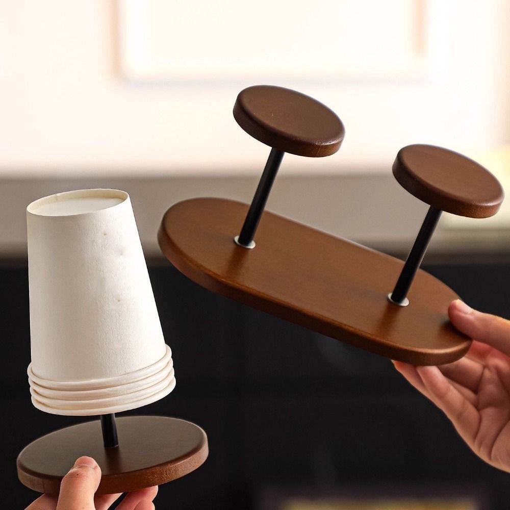 Hộp đựng cốc giấy LACYES, Hộp đựng cốc dùng một lần đơn giản trang trí, Hộp đựng cốc trà bằng gỗ cổ điển bền bỉ Phòng ăn