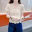 Áo móc NICOLOO, Áo thêu cổ chữ V dệt kim mở, Áo sơ mi nữ ngắn tay phong cách Boho thời trang