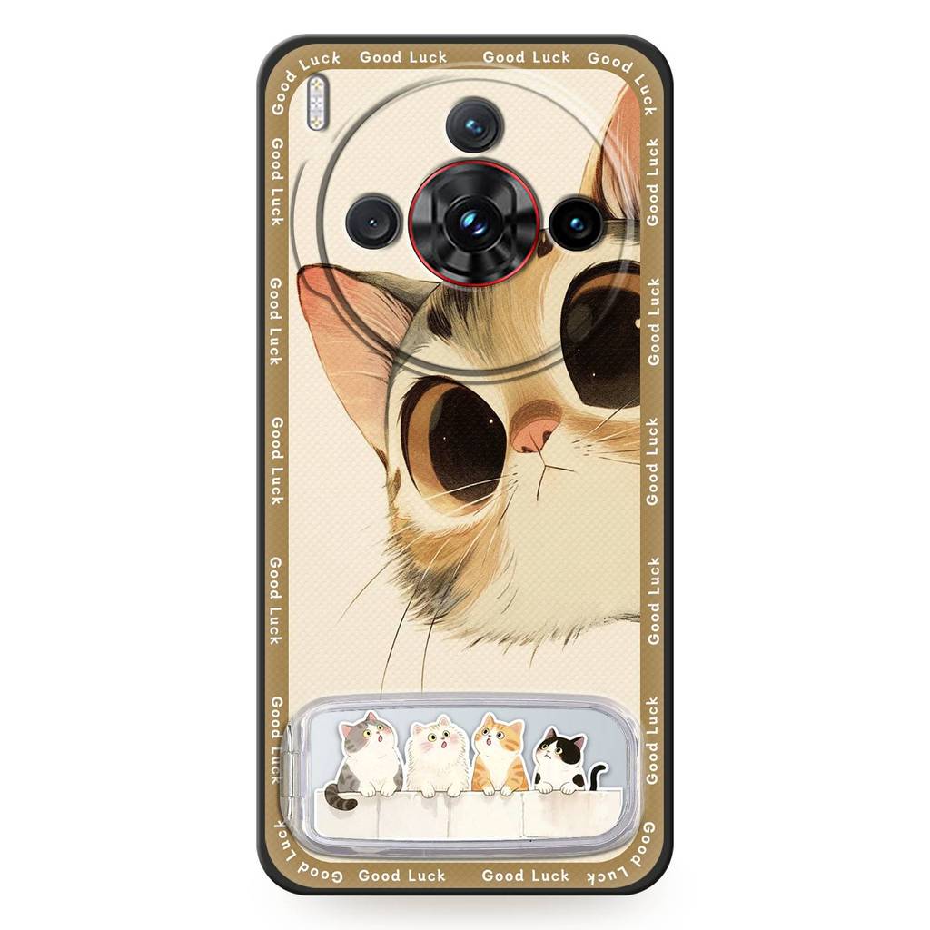 Ốp Điện Thoại Ba Chiều Silicon Cho ZTE Nubia Z60S Pro Giá Đỡ Điện Thoại Mặt Sau Vải Miếng Dán Gương Trang Điểm Chống Thấm Nước Chống Bụi Gương Bảo Vệ Dễ Thương 3D Vỏ Mềm TPU Sang Trọng