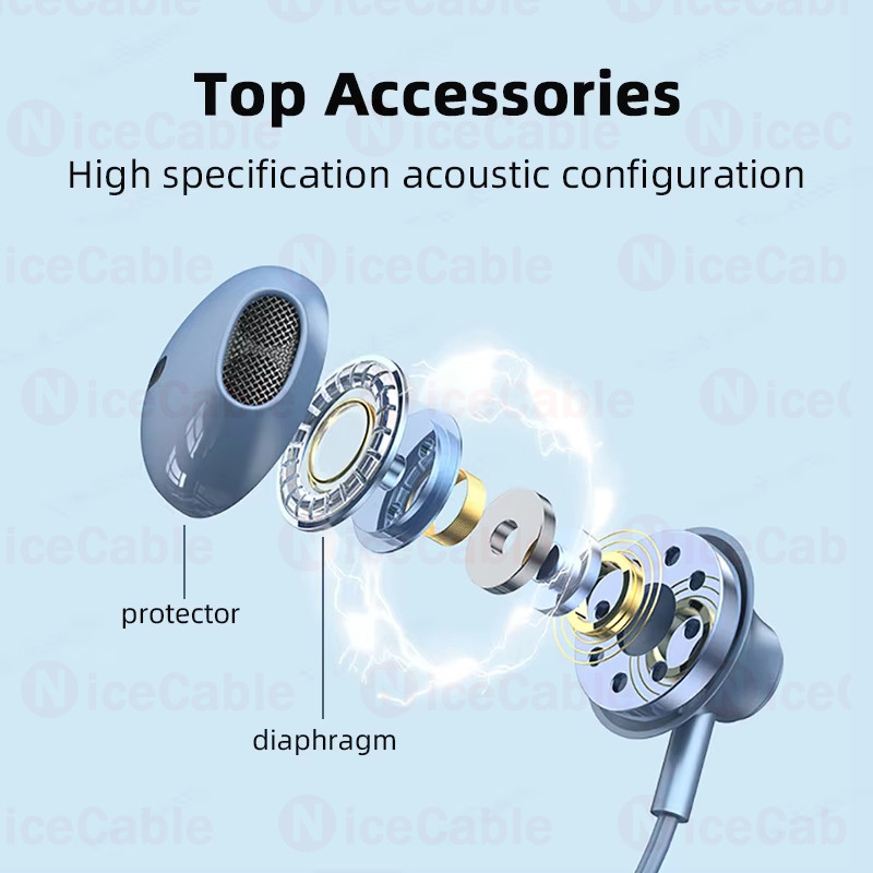 Âm Thanh Bass Nặng Âm Thanh Tai Nghe Loại C / 3.5MM Jack Line Điều Khiển Tai Nghe Có Dây Khử Tiếng Ồn Tai Nghe In-Ear Có Mic HD