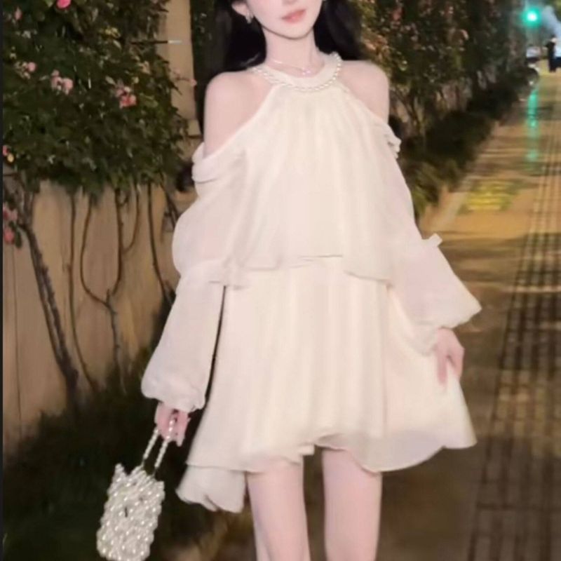 Váy ngắn nữ cao cấp cho mùa hè với thiết kế công chúa,wearable outside thin shoulder