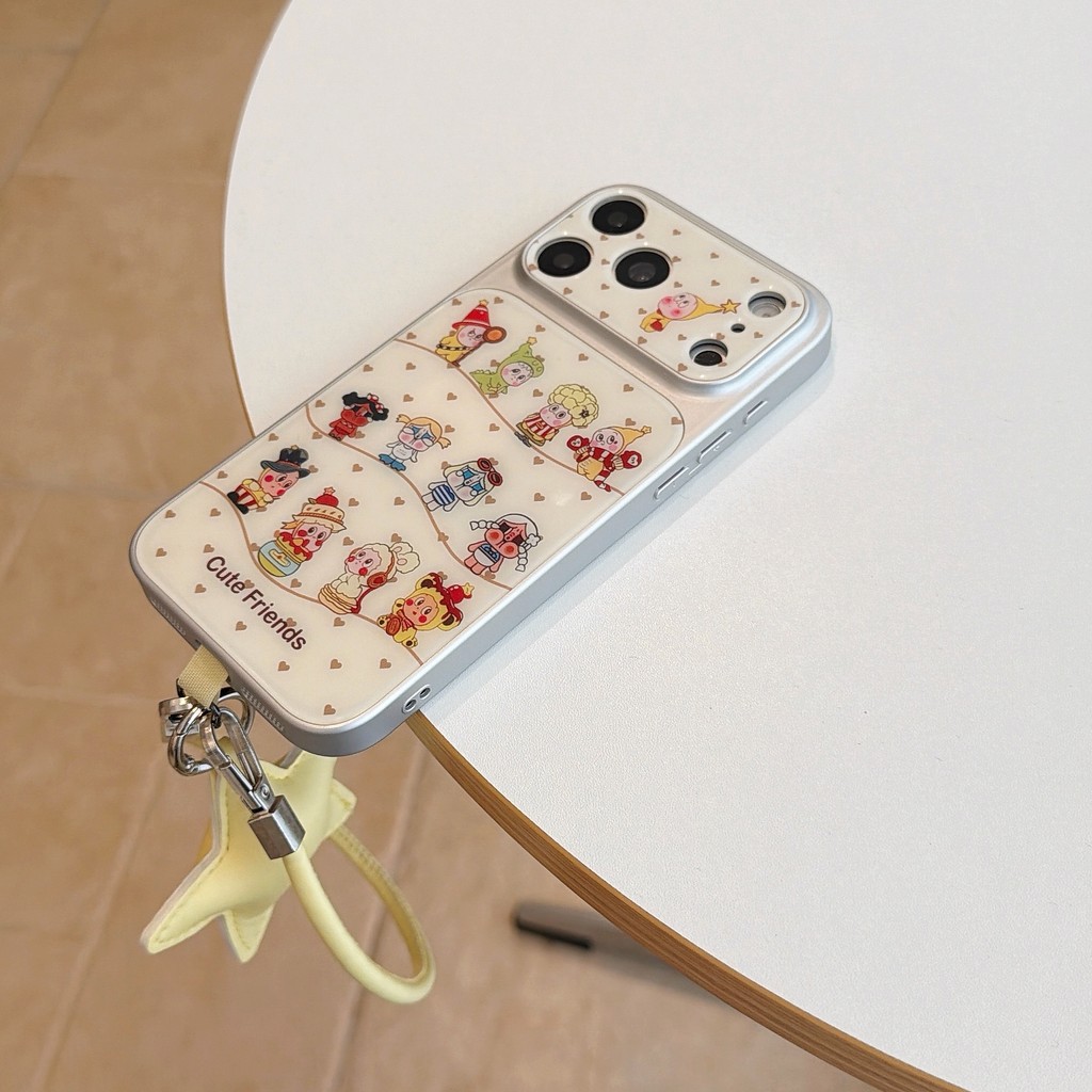 Tượng nhỏ màu vàng + dây treo Vỏ điện thoại cho iPhone 17 Pro Max, 17 16 15 14 13 Vỏ điện thoại chống rơi