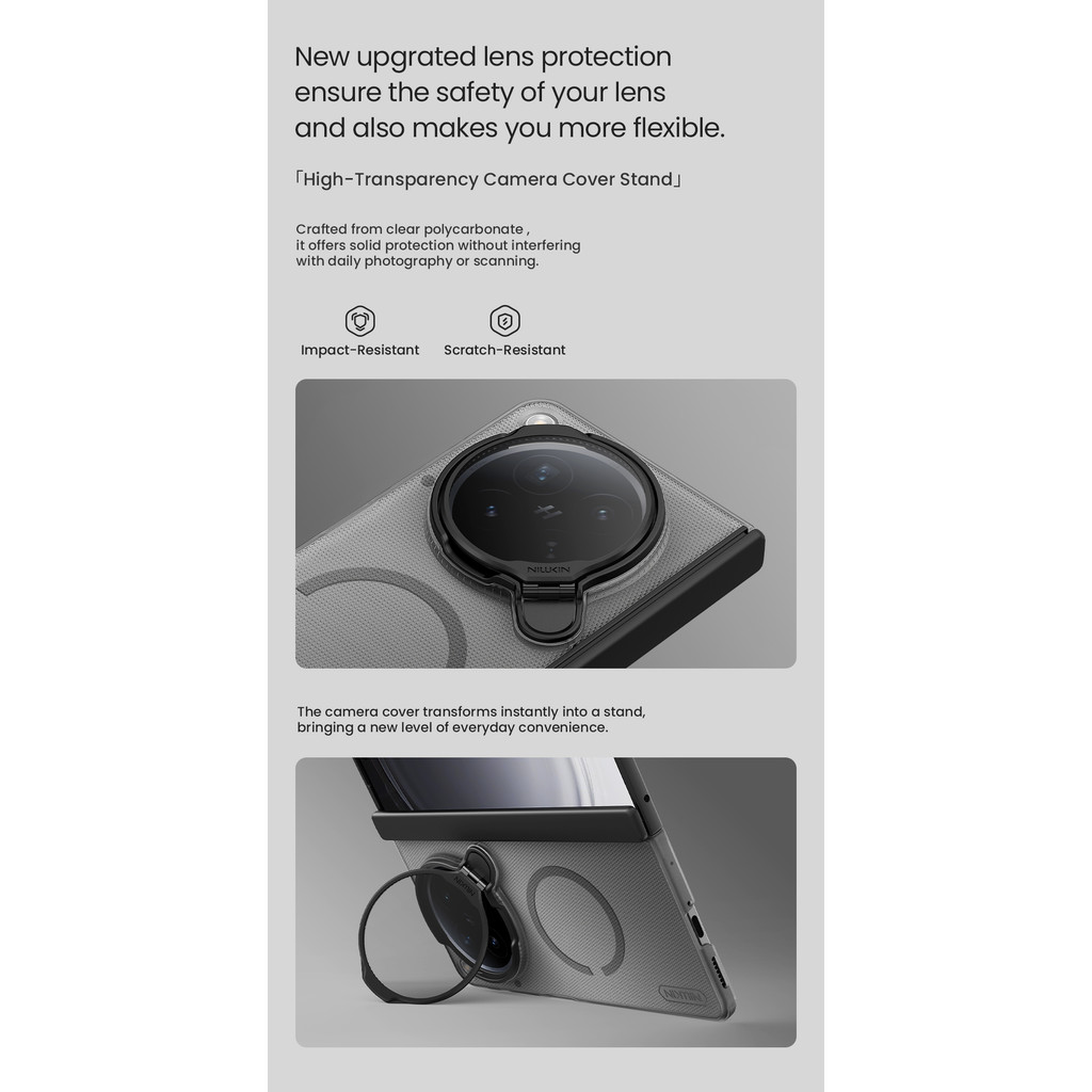 Nillkin Cho OPPO Find N6 Super Frosted Shield Prop PC Chống Sốc Chống Rơi Bảo Vệ Ống Kính Máy Ảnh Chân Đế Từ Cứng Ốp lưng Vỏ